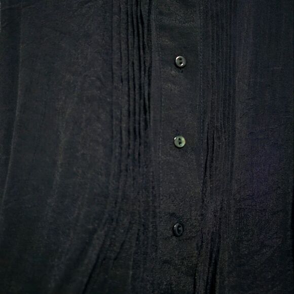 Fever Black Witchy Whimsigoth Sheer Collared Gauzy Vest Pintucked Buttoned Sz S - Picture 10 of 12